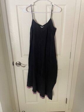 Equipment Femme Women's Assymetrical Navy Blue Silk Slip Dress Size XS